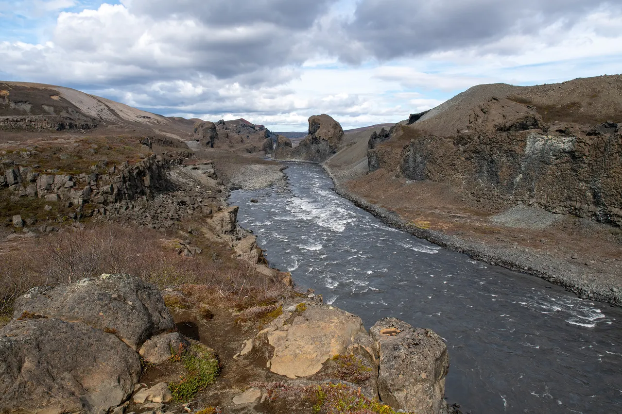 Basalt formations of Hljóðaklettar beside the Jökulsá á Fjöllum river
