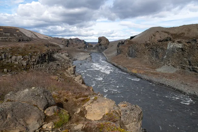 Basalt formations of Hljóðaklettar beside the Jökulsá á Fjöllum river